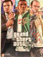 Originele poster GTA V gesigneerd door alledrie., Verzamelen, Posters, Ophalen of Verzenden, Zo goed als nieuw