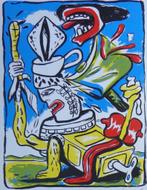 FRED BERVOETS / HET KOSMISCHE EI / KLEURZEEFDRUK / 90x60cm, Antiek en Kunst, Ophalen of Verzenden