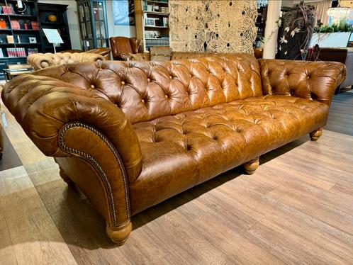 Originele Chesterfield 4 Zits vintage cognac Ralph Lauren, Huis en Inrichting, Zetels | Zetels, Leer, Ophalen of Verzenden