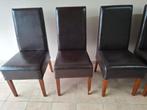 5 eetkamerstoelen, Ophalen, Gebruikt, Bruin, Leer