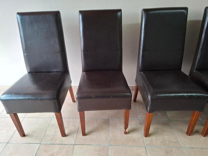 5 eetkamerstoelen, Huis en Inrichting, Stoelen, Gebruikt, Vijf, Zes of meer stoelen, Leer, Bruin, Ophalen
