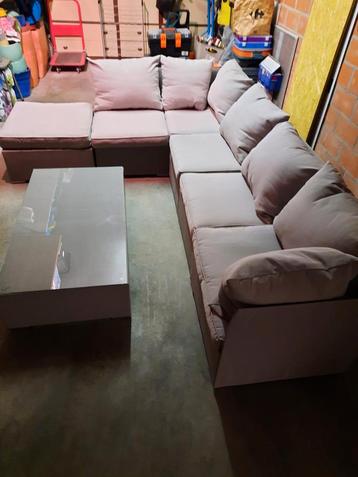Salon modulable neuf avec table et pouf de couleur gris, Enlèvement, Neuf