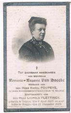 Bp. Van Baecke Romanie. ° Veurne 1852 † Brugge 1920, Collections, Images pieuses & Faire-part, Enlèvement ou Envoi, Image pieuse