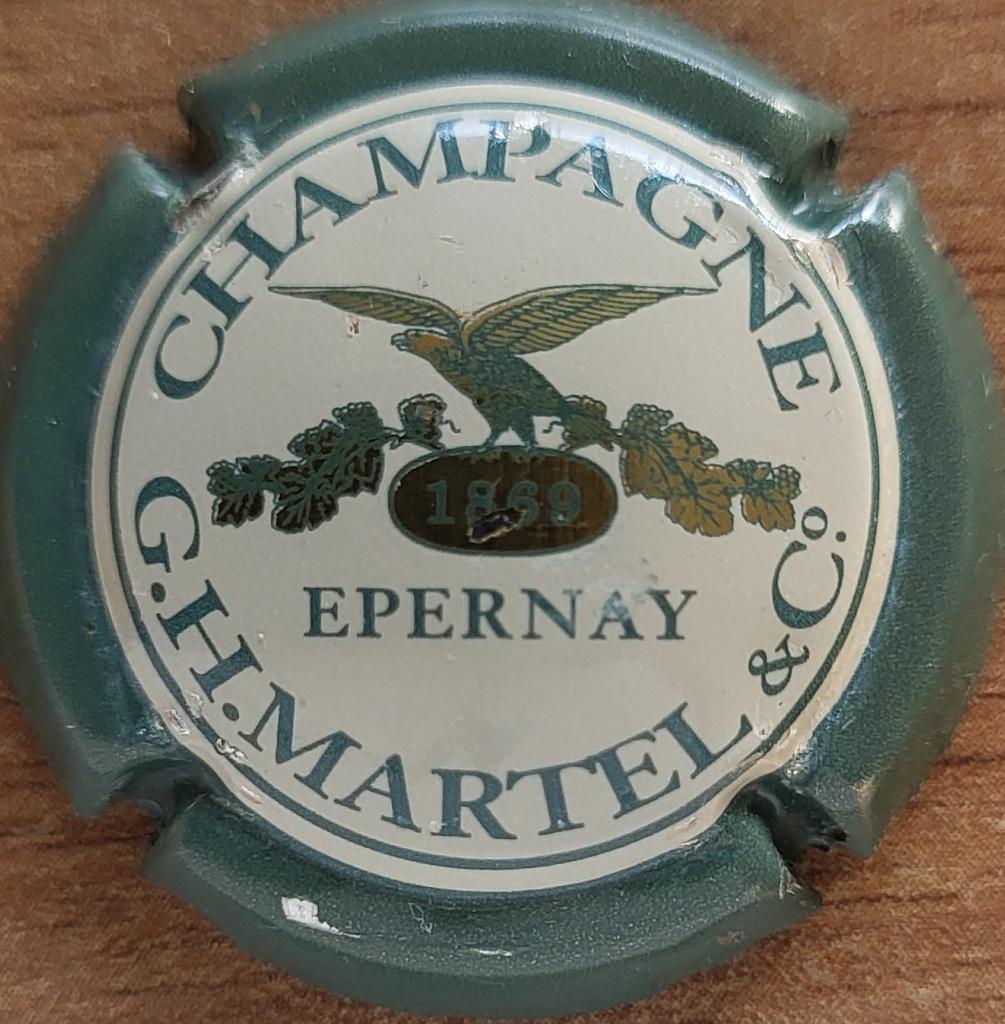 Capsule Champagne G.H. MARTEL bord vert-olive nr.16a *RARE*, Verzamelen, Wijnen, Zo goed als nieuw, Champagne, Frankrijk, Ophalen of Verzenden