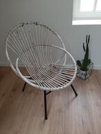 Chaise en bambou et rotin (blanc avec structure noire), Osier ou Rotin, Enlèvement, Utilisé, Blanc