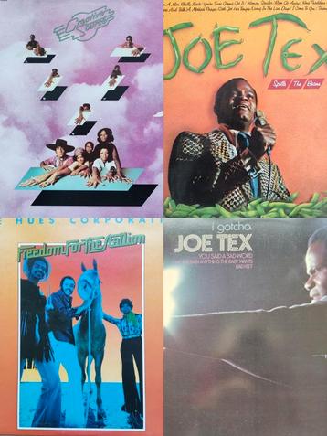 Quatre vinyles Funk, soul, disco des années 70. Également di