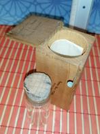 Recipiënt met houten transportbox medisch staal '50 Document, Antiek en Kunst, Curiosa en Brocante, Ophalen