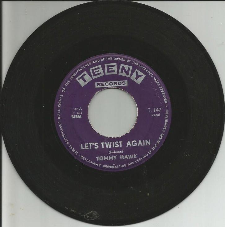 Tommy Hawk - Let's Twist Again   - 1964 - Teeny -, CD & DVD, Vinyles Singles, Single, Pop, 7 pouces, Enlèvement ou Envoi