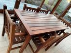 Teaken tuintafel en stoelen, Jardin & Terrasse, Tables de jardin, Enlèvement, Comme neuf, Carré, Bois de teck