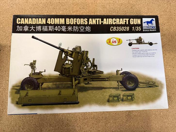 Canadian 40MM Bofors - Bronco 1/35, Hobby en Vrije tijd, Modelbouw | Auto's en Voertuigen, Overige typen, 1:32 tot 1:50, Overige merken