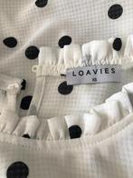 Loavies hemd wit met zwarte bollen met camel suede broek, Kleding | Dames, Ophalen, Zo goed als nieuw, Maat 34 (XS) of kleiner