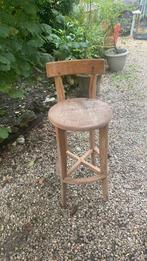 Robuste barstoel in teakhout met bijhorend bankje, Ophalen