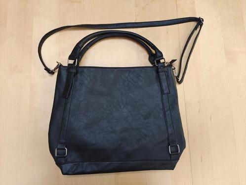 Zwart lederen handtas, Handtassen en Accessoires, Tassen | Damestassen, Gebruikt, Handtas, Zwart, Ophalen of Verzenden
