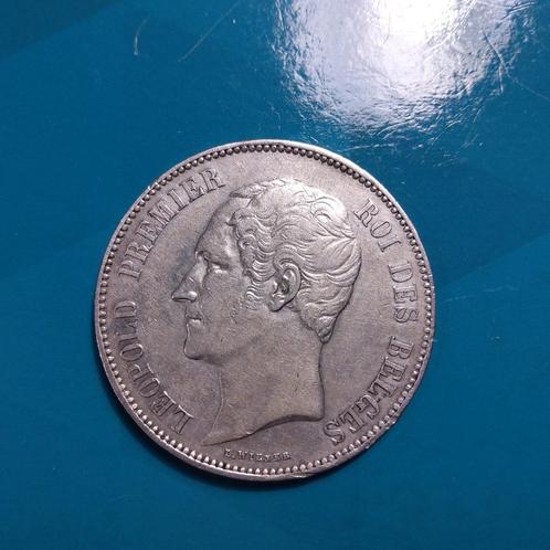 België 5 frank zilver Leopold I blootshoofds 1850, Postzegels en Munten, Munten | België, Losse munt, Zilver, Zilver, Ophalen of Verzenden