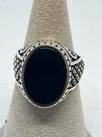 Prachtige zilveren herenring met onyx, Handtassen en Accessoires, Ringen, 20 of groter, Heer, Nieuw, Ophalen of Verzenden