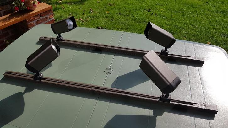 OPBOUWSPOTS OP RAIL, Huis en Inrichting, Lampen | Spots, Zo goed als nieuw, Plafondspot of Wandspot, Metaal of Aluminium, Ophalen