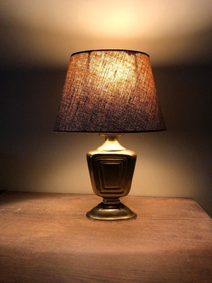 Leeslamp massief geel koper , tafellamp leeslamp, Huis en Inrichting, Lampen | Tafellampen, Minder dan 50 cm, Metaal, Stof, Ophalen of Verzenden