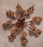 Antieke luchter koper en brons met 2 wandlampen, Ophalen, Brons