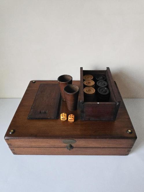 Oud spel 'JACQUET BOY' - houten - Backgammon - Eind 19e eeuw, Verzamelen, Retro, Ophalen of Verzenden