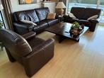 Lederen salon 3zit 2zit 1zit, Huis en Inrichting, Zetels | Zetels, Ophalen, Gebruikt, Rechte bank, Leer
