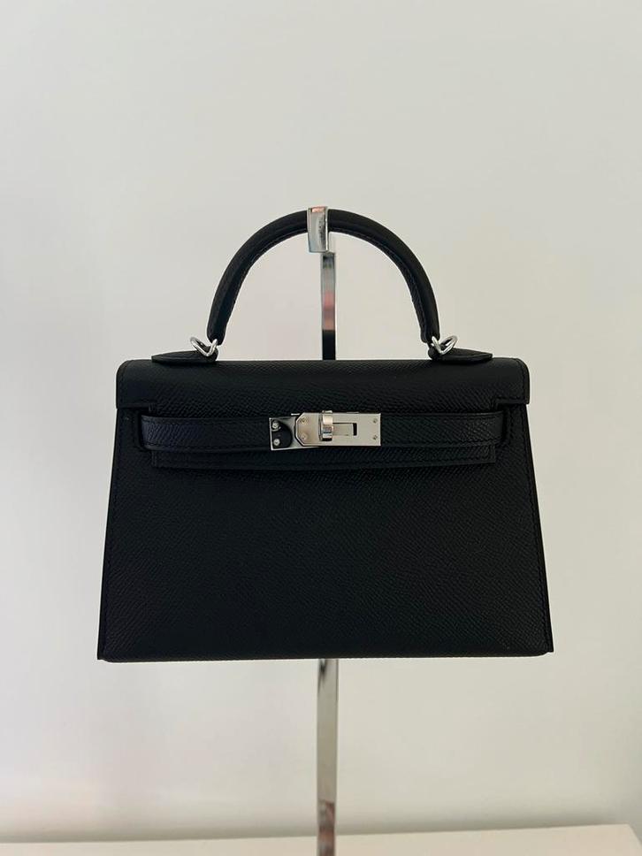 Authentieke Hermès Mini Kelly II, Handtassen en Accessoires, Tassen | Damestassen, Zo goed als nieuw, Zwart, Verzenden