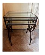 tables Gigognes en fer forgé et verre, Maison & Meubles, Enlèvement, Verre