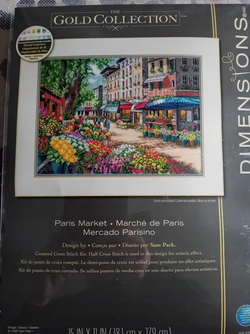 Borduurpakket Paris Market van Dimensions Gold, Hobby & Loisirs créatifs, Broderie & Machines à broder, Neuf, Set à broder, Envoi