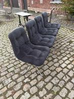 4 chaises Vintage avec pieds en métal courbé., Maison & Meubles, Chaises, Gris, Enlèvement ou Envoi, Vintage, Utilisé