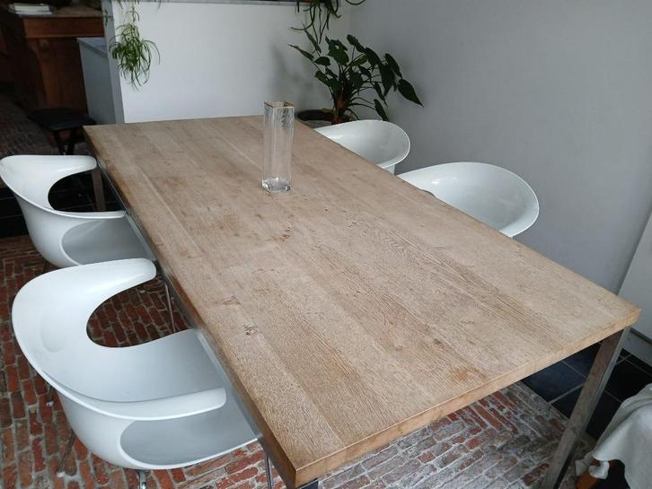 stoelen, Huis en Inrichting, Stoelen, Gebruikt, Vier, Kunststof, Wit, Ophalen