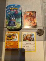 Pokemon Tin Entei V, Hobby en Vrije tijd, Verzamelkaartspellen | Pokémon, Ophalen of Verzenden, Zo goed als nieuw, Meerdere kaarten