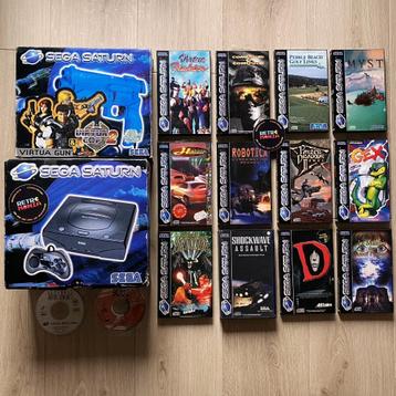 Console Sega Saturn + Virtua Gun + Jeux, Enlèvement ou Envoi, Comme neuf