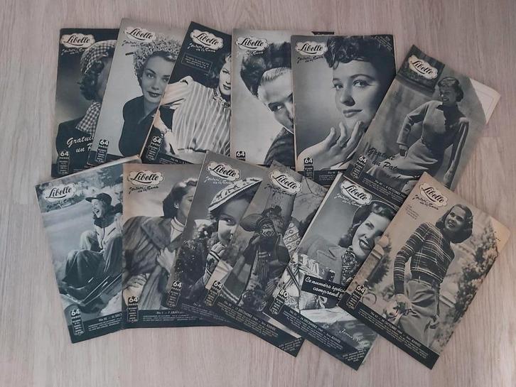 12 oude (mode) tijdschriften LIBELLE 1949 -1950, Boeken, Tijdschriften en Kranten, Gelezen, Damesbladen, Ophalen of Verzenden