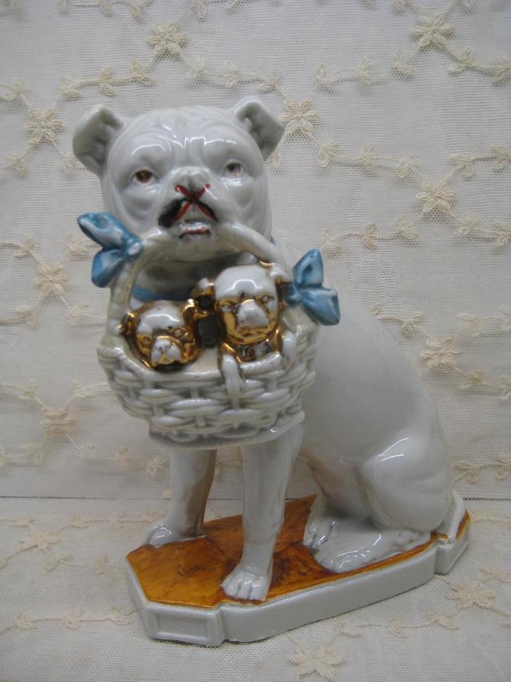 ANTIEKE PORSELEINEN HOND  2, Antiek en Kunst, Antiek | Porselein, Ophalen of Verzenden