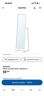 IKEA BLANC KNAPPER witte staande spiegel, Huis en Inrichting, Woonaccessoires | Spiegels, Ophalen, Zo goed als nieuw