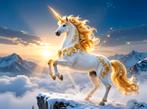 Diamond Painting Eenhoorn wit goud 50x40cm (rond), Hobby en Vrije tijd, Verzenden, Nieuw, Knutselwerk