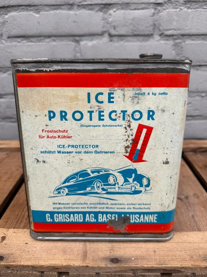 Ice Protector zeldzaam olie blik, Verzamelen, Blikken, Gebruikt, Overige, Overige merken, Ophalen of Verzenden