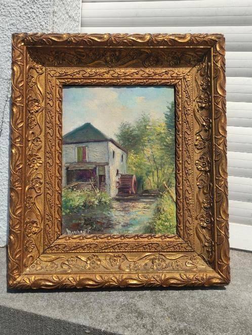 huile sur toile moulin a eau de naisse signe marchaut f, Antiquités & Art, Art | Peinture | Classique, Enlèvement ou Envoi