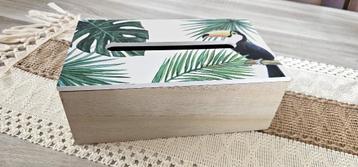 Boite à mouchoirs en bois nouvelle, thème tropical. beschikbaar voor biedingen