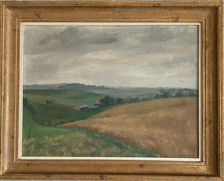 Huile sur panneau paysage signe Frans depooter, Antiek en Kunst, Kunst | Schilderijen | Klassiek, Ophalen of Verzenden