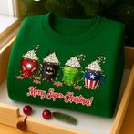 Sweat-shirt vert de Noël avec des mugs style super-héros, Envoi, Neuf