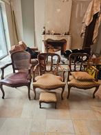 Lot de 3 fauteuils anciens Louis XV + repose-pied Très beaux, Antiquités & Art, Enlèvement