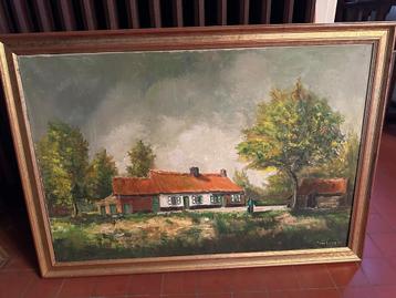 schilderij van een hoeve - kunstschilder M. Van Loocke beschikbaar voor biedingen