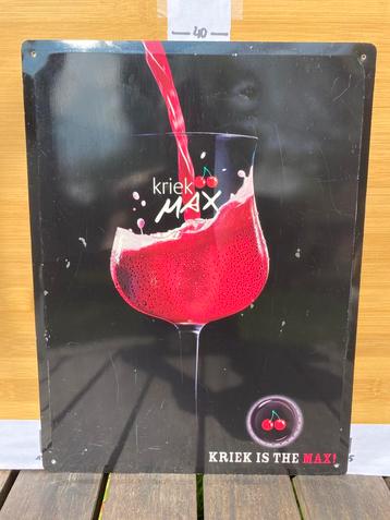 Metalen reclamebord Kriek Max beschikbaar voor biedingen