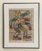 Keith Haring: tekening op groot formaat op krantenpapier, Antiek en Kunst, Kunst | Designobjecten, Ophalen of Verzenden