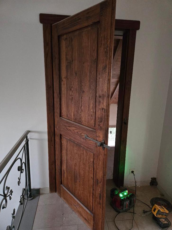 Massief eikenhouten binnendeuren met vintage handgrepen, Doe-het-zelf en Bouw, Deuren en Vliegenramen, Gebruikt, Binnendeur, 200 tot 215 cm