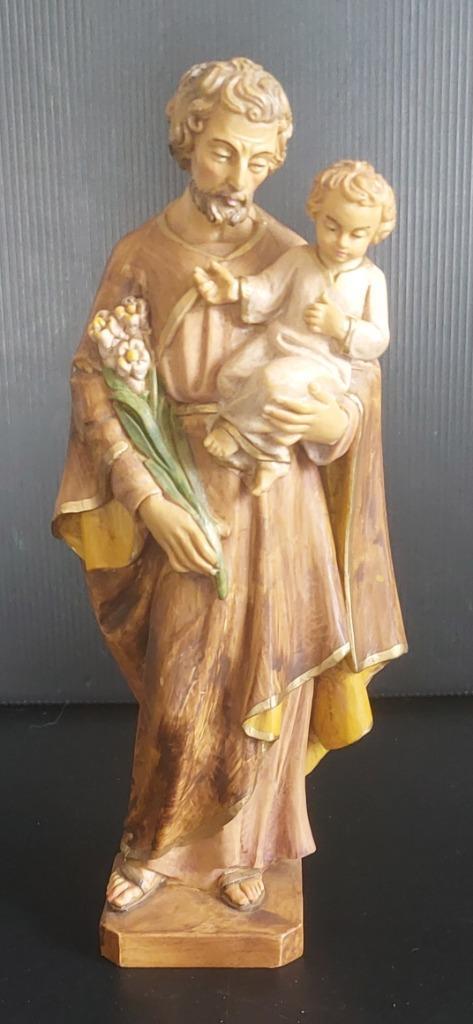Malsiner H. Italiaans vintage beeld Joseph en Jezus - 25,5cm, Antiquités & Art, Antiquités | Objets religieux, Enlèvement ou Envoi