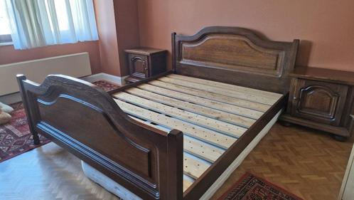 Massief eiken slaapkamerset met bed, kast en nachtkastjes, Huis en Inrichting, Slaapkamer | Complete slaapkamers, Zo goed als nieuw