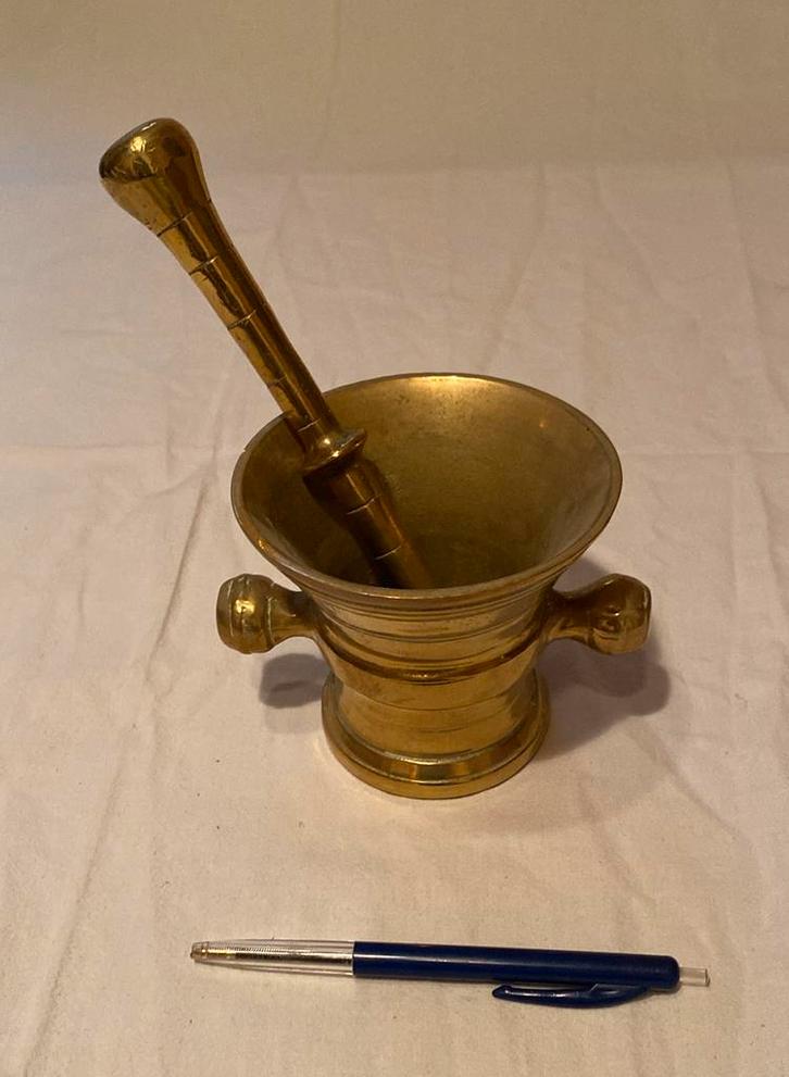 Messing vijzel en stamper, Antiek en Kunst, Antiek | Brons en Koper, Ophalen