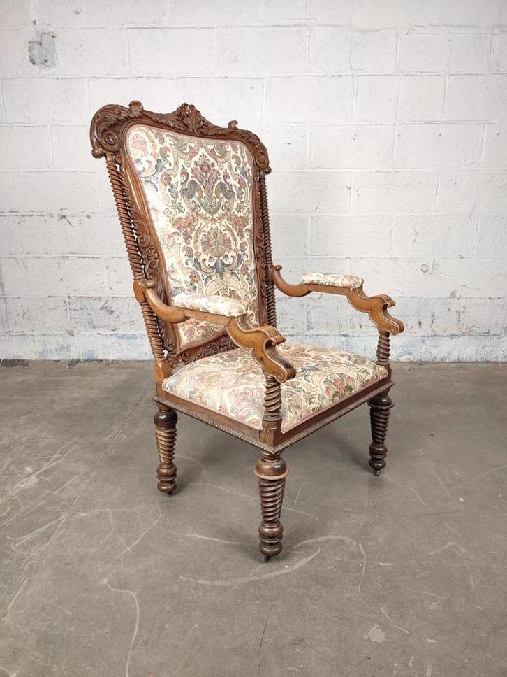 Zeer grote antiekz troon / armstoel, Antiek en Kunst, Antiek | Meubels | Stoelen en Sofa's, Ophalen