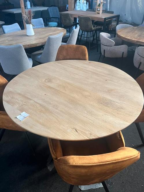 Eettafel rond 130 mangohout (outlet), Huis en Inrichting, Woonaccessoires | Overige, Zo goed als nieuw, Ophalen